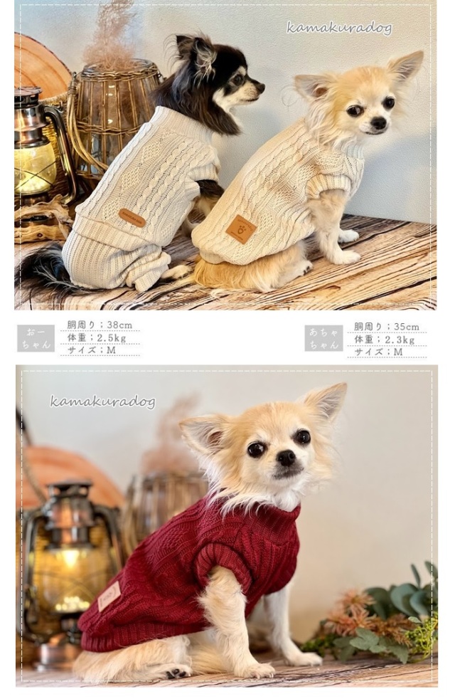 可愛い小型犬の洋服通販 鎌倉ドッグ ツイストケーブルハイネック