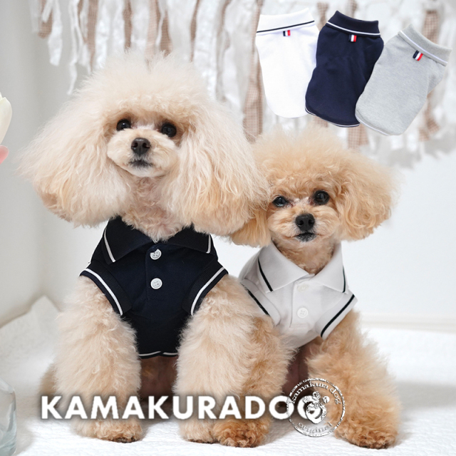 濃い色味、黒系　犬の服 可愛い小型犬の洋服通販 鎌倉ドッグ ノースリーブポロシャツ