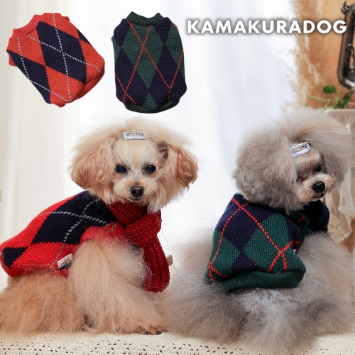 Vネックアーガイルニット