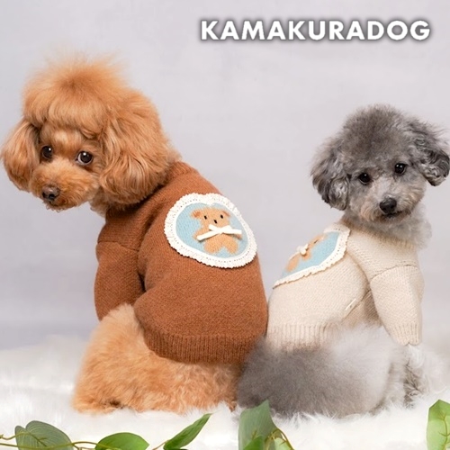 レースフレームくまさんニット