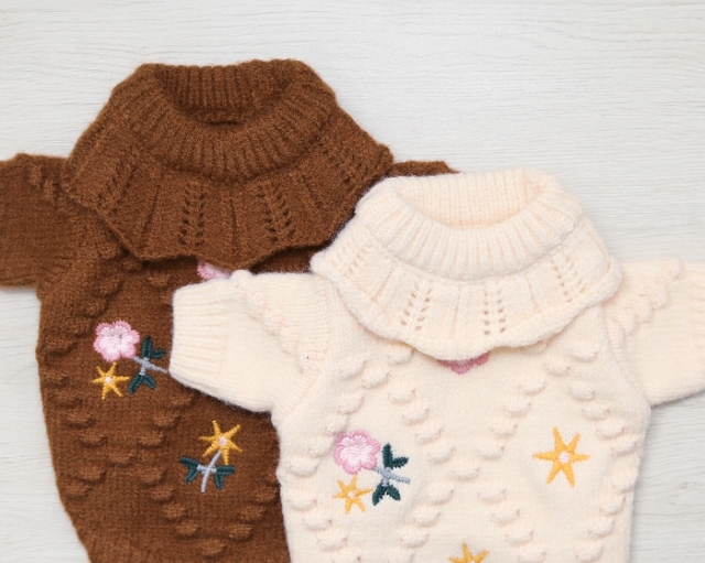 ブロッサム刺繍ニット 可愛い小型犬の洋服通販 鎌倉ドッグ
