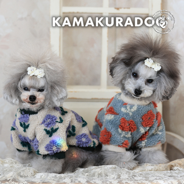 くすみフラワーボアトップス