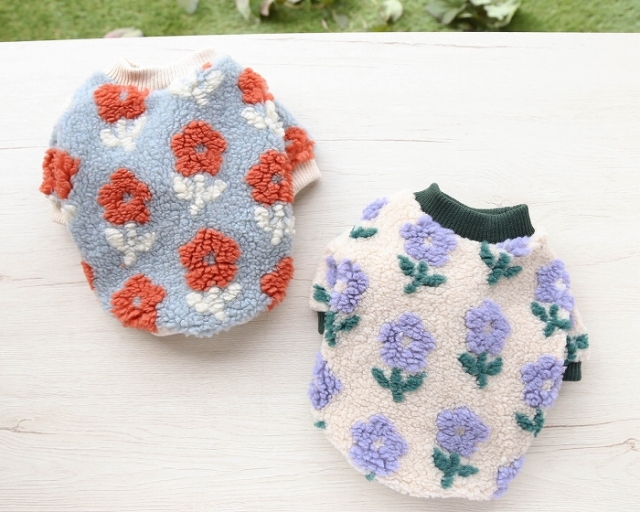 くすみフラワーボアトップス 可愛い小型犬の洋服通販 鎌倉ドッグ