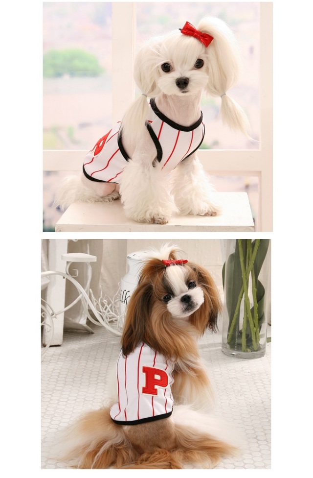 夏の犬の服、トイプードル、チワワにも似合うビブス風Ｔシャツ