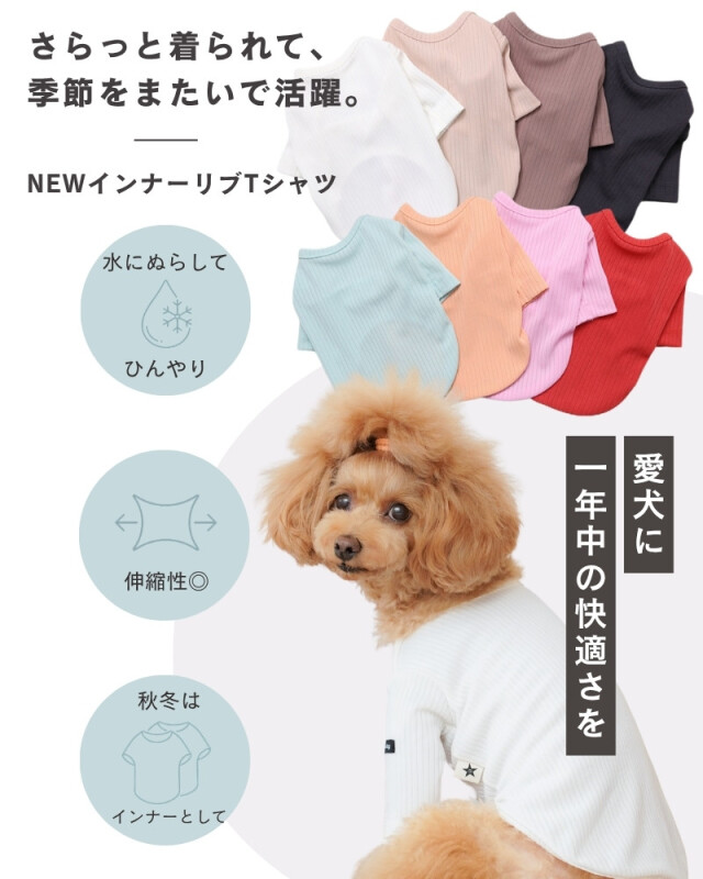 NEWインナーリブTシャツ 可愛い小型犬の洋服通販 鎌倉ドッグ