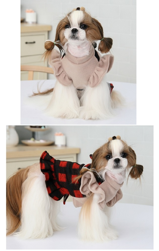 フリース×ニットの暖かなフリルスリープワンピース