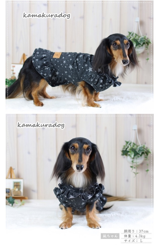 可愛い小型犬の洋服通販 鎌倉ドッグ デニム風スターつなぎ＆ワンピース