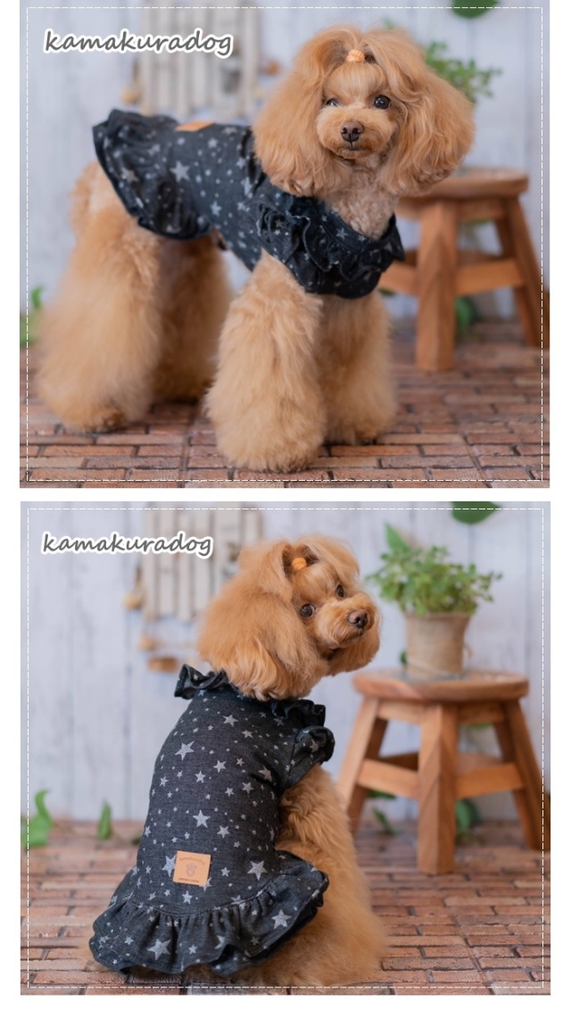 可愛い小型犬の洋服通販 鎌倉ドッグ デニム風スターつなぎ＆ワンピース