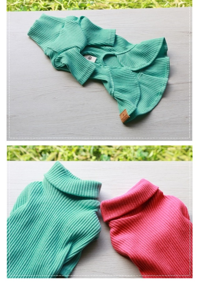 No.19 ハンドメイド犬服 ハイネックインナーワンピース(カモフラージュ) 可愛い小型犬の洋服通販 鎌倉ドッグ ハイネックワンピース