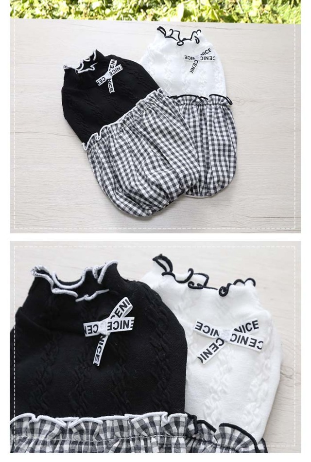 犬服　ハンドメイド　モノトーン北欧柄のバルーンワンピース&タンクトップ 犬服 ハンドメイド モノトーン北欧柄のバルーンワンピース