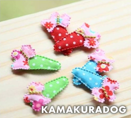 犬模様パッチン留め