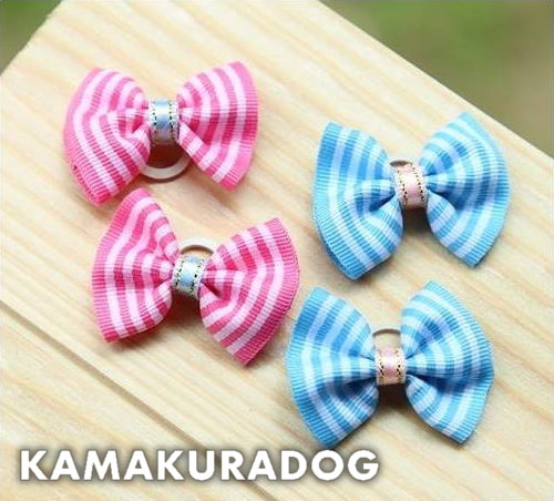 ボーダーリボン(ゴム・バレッタ・中・2個）