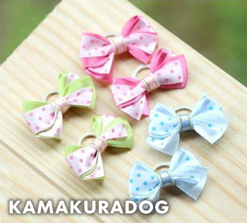 パステルドットリボン(ゴム・小・2個）