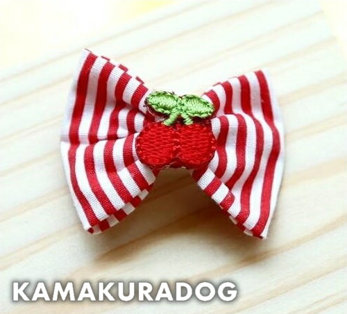 ストライプチェリーバレッタ（中・バレッタ・1個）