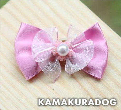 ピンクリボン（大・バレッタ・ゴム・1個）