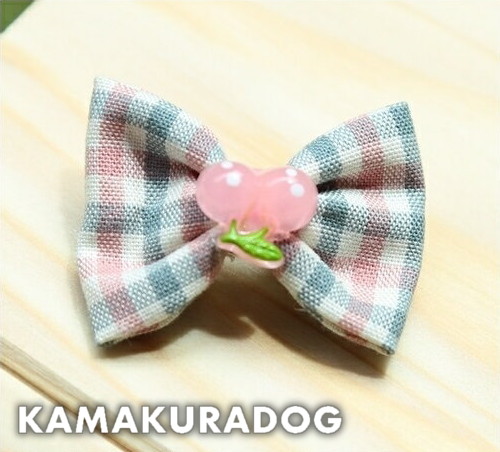 チェリーチェックリボン（中・バレッタ・１個）