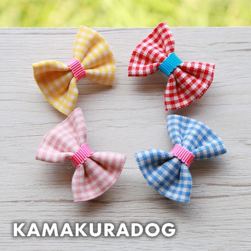 ポップチェックリボン（ゴム/バレッタ・１個）