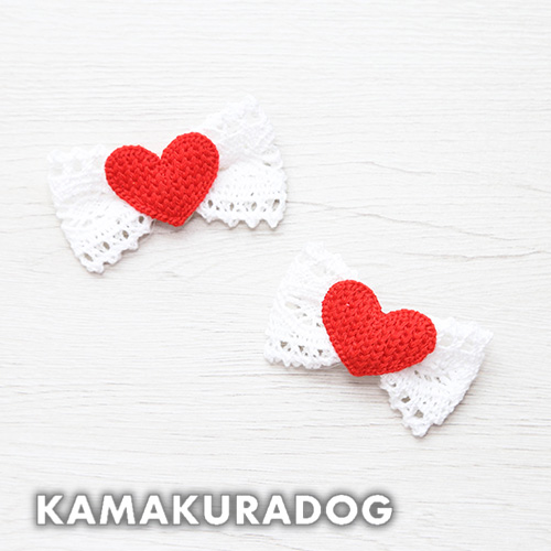 ビッグハートレースリボン（ゴム/バレッタ・１個）