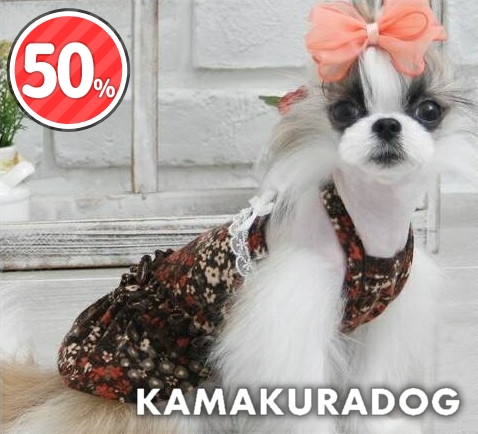 ブラウン小花ワンピース