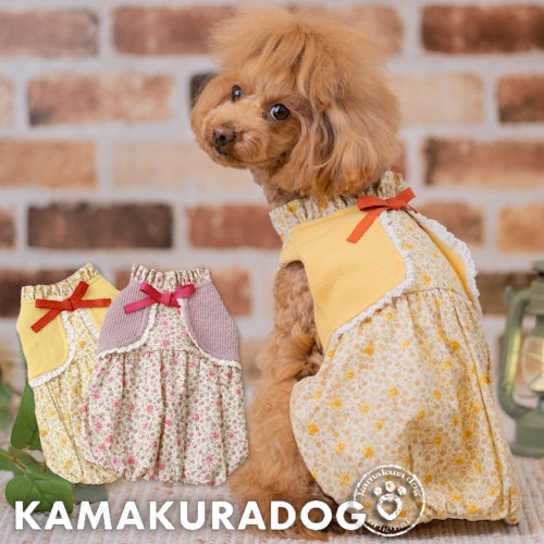 No.8 ハンドメイド犬服 小花柄のバルーンワンピース 犬服