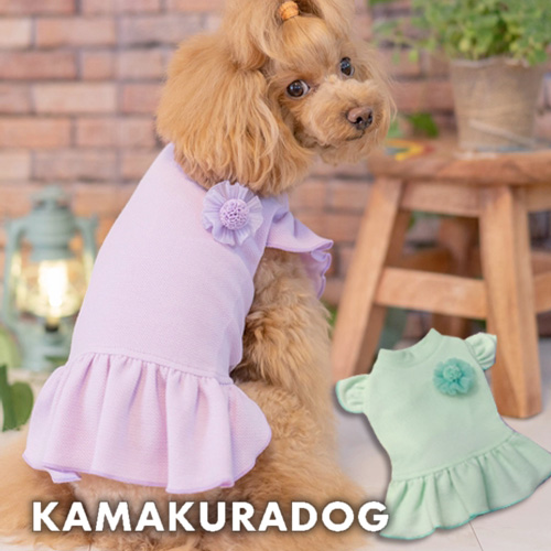 お花コサージュ付きワンピース