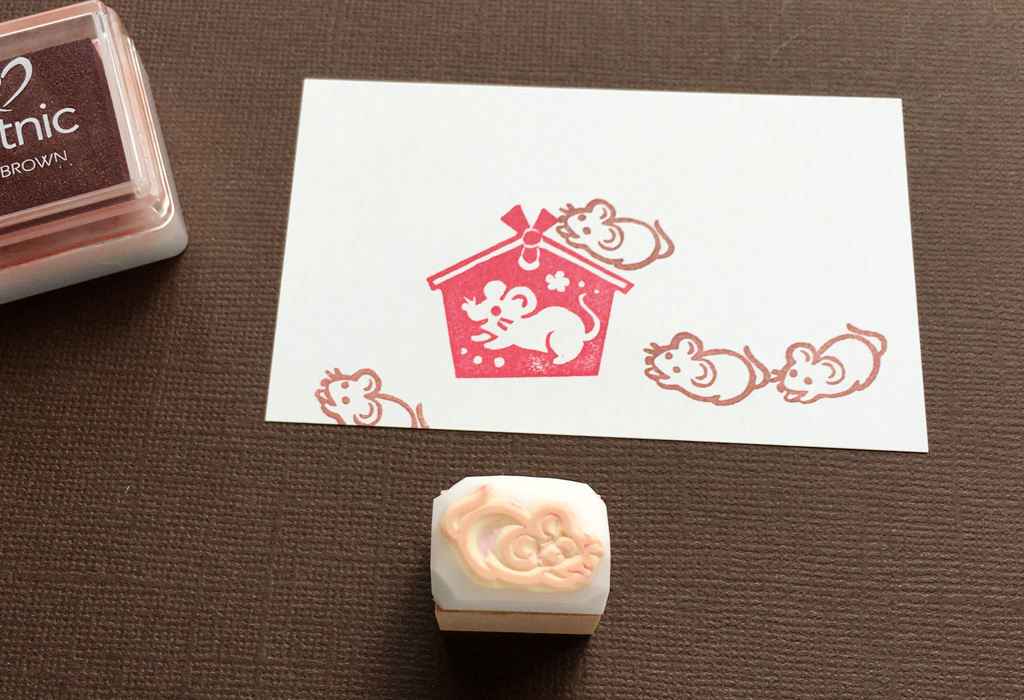 消しゴムはんこ　ありがとう〜はりねずみと手芸〜 消しゴムはんこ ありがとう〜はりねずみと手芸〜