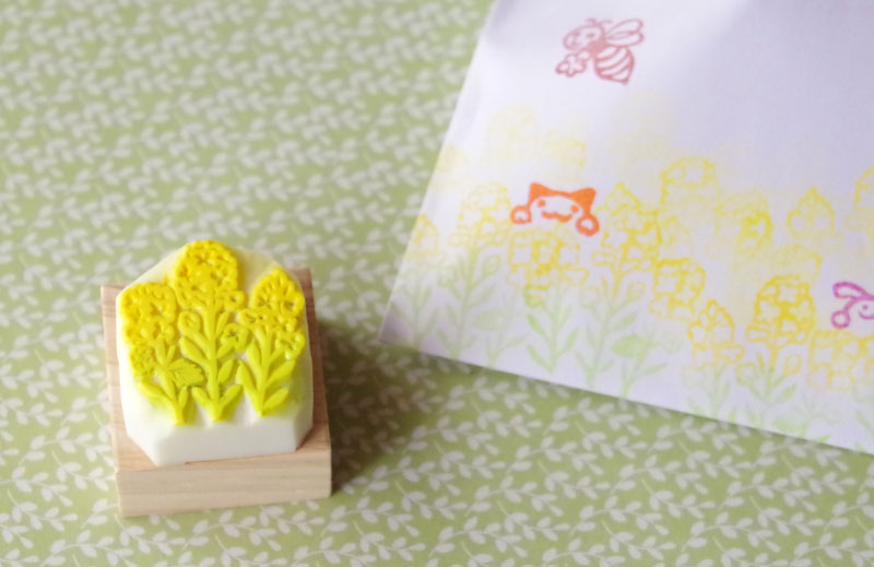 菜の花の消しゴムはんこ