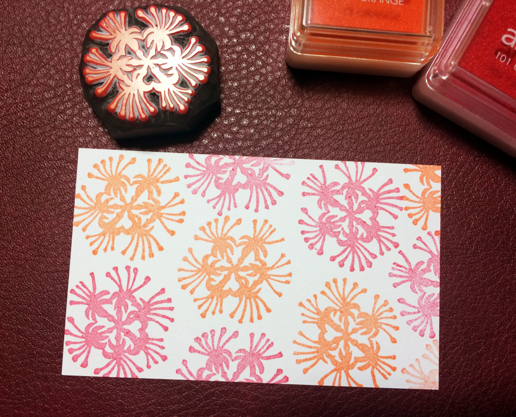 上から見下ろす彼岸花の消しゴムはんこ