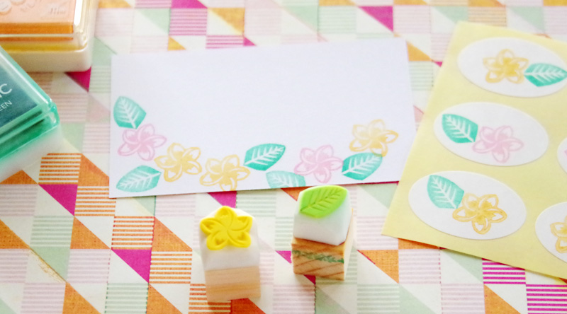 消しゴムはんこ　お花と葉っぱ 消しゴムはんこ　お花と葉っぱ