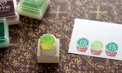 大きめ朝顔の消しゴムはんこセット＆押し方見本カードセット