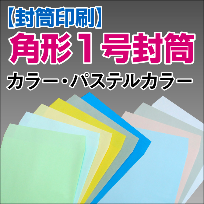 【封筒印刷】角形1号封筒 カラー・パステルカラー〈100〉 角1　封筒 印刷 名入れ封筒 定形外封筒