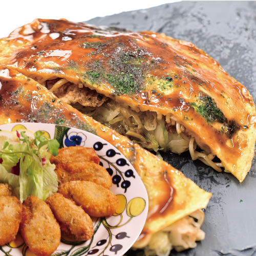お好み焼きとかきフライ
