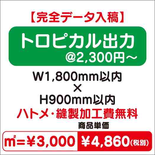 トロピカル出力ハトメ・縫製加工費無料W1800×H900なら看板材料.comの商品画像