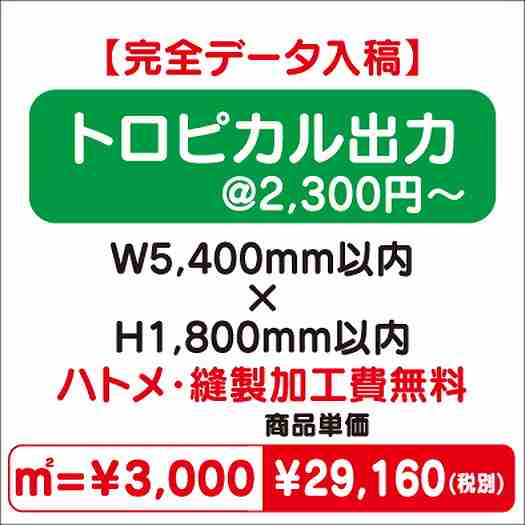 トロピカル出力ハトメ・縫製加工費無料W5400×H1800なら看板材料.comの商品画像