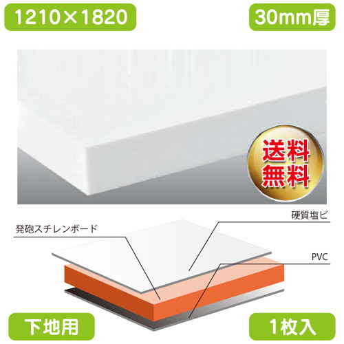 屋外用 硬質塩ビ板貼り  カルプボード 1枚入 オセロチャンネル 白 1210×1820×30 個人様宅配送不可 の商品画像