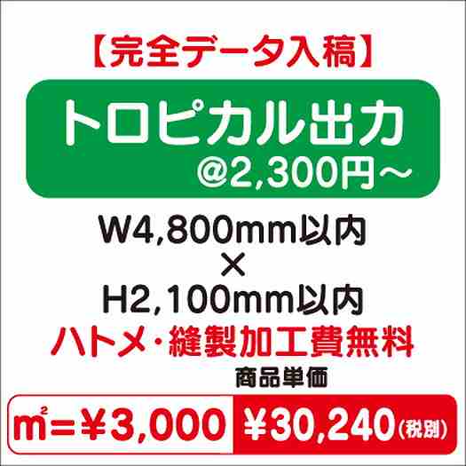 トロピカル出力ハトメ・縫製加工費無料W4800×H2100なら看板材料.comの商品画像