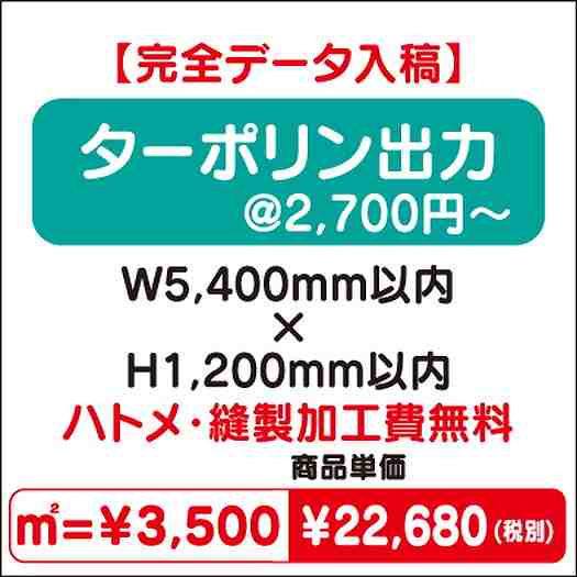 ターポリン出力ハトメ・縫製加工費無料W5400×H1200なら看板材料.comの商品画像