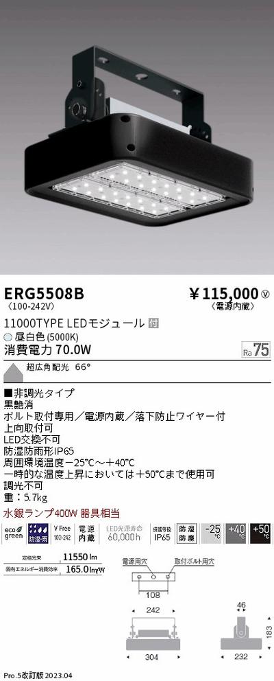遠藤照明，高天井用照明，ERG5508B，防湿防塵軽量小型シーリングライト