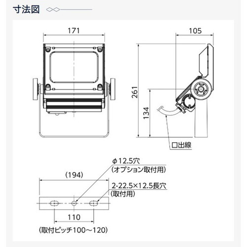 岩崎電気 ECF3050SW/LSAN8/W LED投光器 レディオックフラッドネオ 30クラス 超広角 電球色 ホワイトの補助画像
