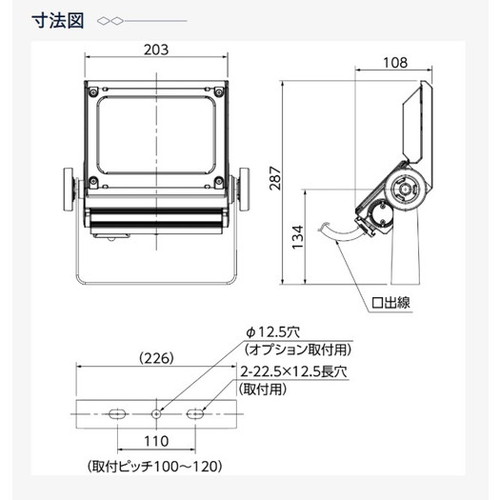 岩崎電気 ECF6050W/DSAN8/DG LED投光器 レディオックフラッドネオ 60クラス 広角 昼光色 ダークグレイの補助画像