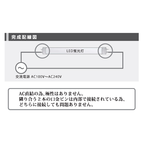 袖看板，直管LED，配光360度，40W形，昼光色，ニッケンハードウェア，ビューランプチューブ2，VLT2-RY40WG/6Kの補助画像