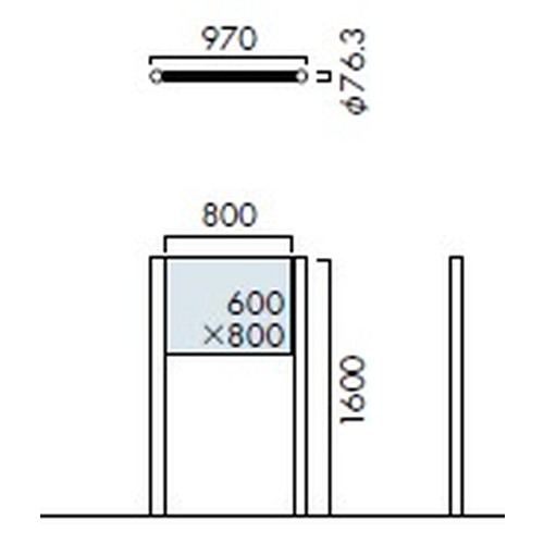 エクステリアサイン，自立サイン，両面対応，丸パイプ，OS-11218-SH，の補助画像