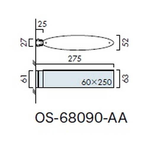 インテリアサイン，フーリィ，室名札(突出し)，OS-68090-AA，両面対応，補助画像