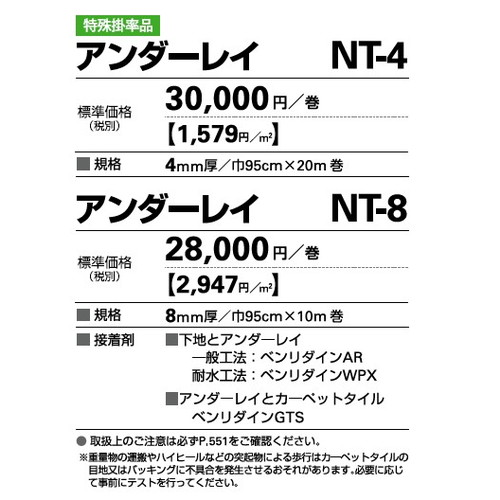サンゲツ カーペットタイルDT アンダーレイ(4mm厚) NT-4 1巻単位