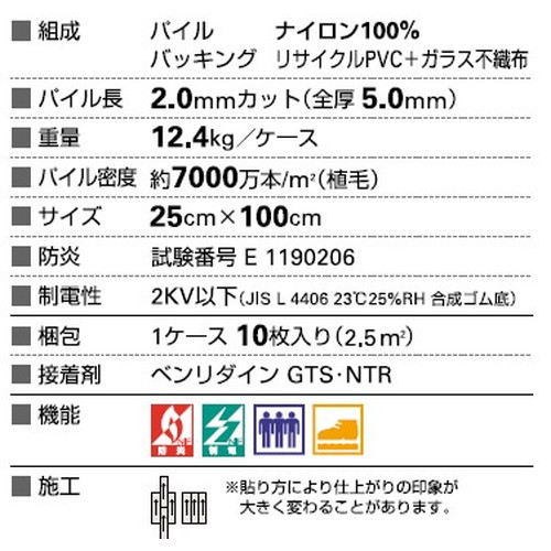 サンゲツ カーペットタイルDT FLOTEX フロテックス 25×100cm DT-1200 1枚単位