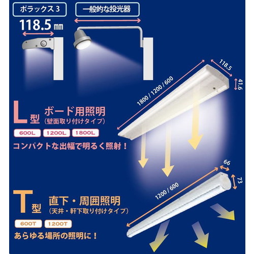 三和サイン，LED照明，ポラックス3，600L(6500K)，昼光色，POLLUX3-600L-65-SLAの補助画像