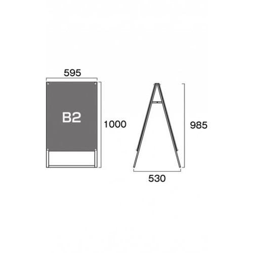 ポスター用スタンド看板マグネジ，B2両面ホワイト，PSSKMN-B2RWの補助画像1
