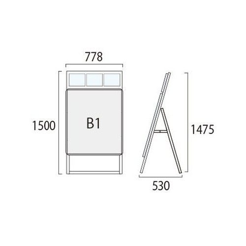 ポスターグリップスタンド看板カタログケース付(屋内用)，B1片面シルバー，PGSKK-B1KSの補助画像1