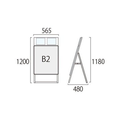 ポスターグリップスタンド看板カタログケース付(屋内用)，B2片面ブラック，PGSKK-B2KBの補助画像1