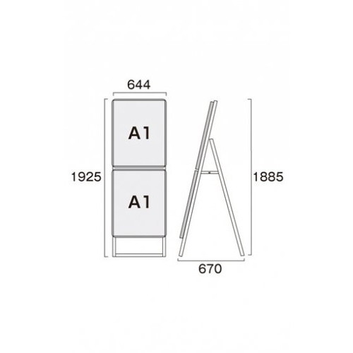 ポスターグリップスタンド看板コンビ(屋外用)，A1A1片面ブラック，PGSKC-A1A1KB-Gの補助画像1